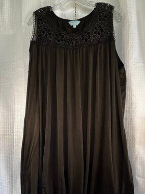 Dream Crest Black Sleeveless Nightgown / Sleep Dress 3X